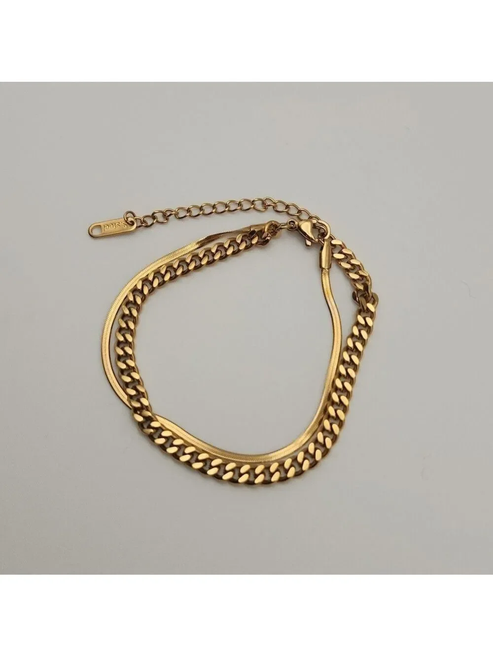 18K Gold Plated Double Chain Bracelet – Bold & Layered